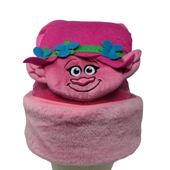 Dreamworks Trolls Girl's Poppy Christmas Cap Hat Pink Vegan Fur Pom Pom - Picture 1 of 9